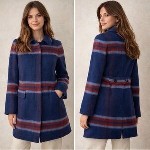 Ann Taylor LOFT Blue Burgundy Walking Coat Petite Tailored Spring Layer Size SP